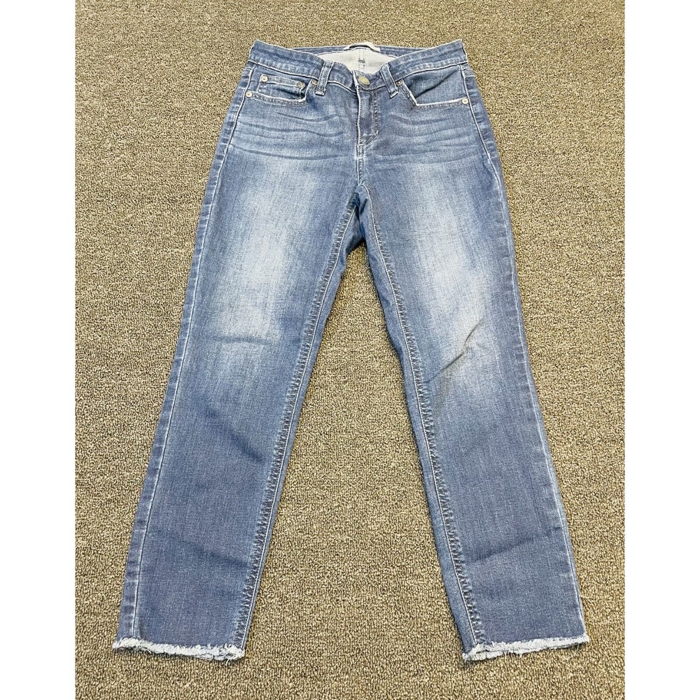 LC Lauren Conrad Skinny Crop Jeans Womens 6 Blue Denim Cotton Stretch Raw Hem